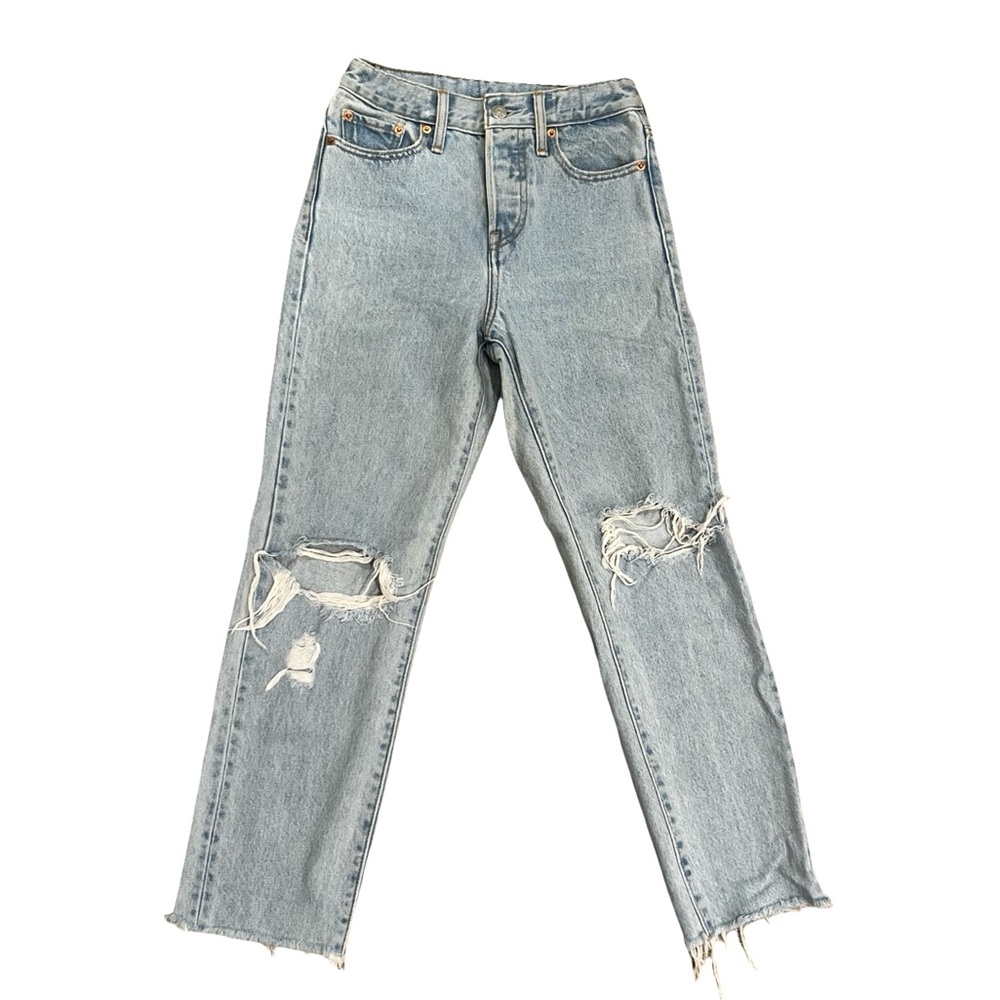 Levi's Light Blue Ripped Straight Leg Jeans Size 25